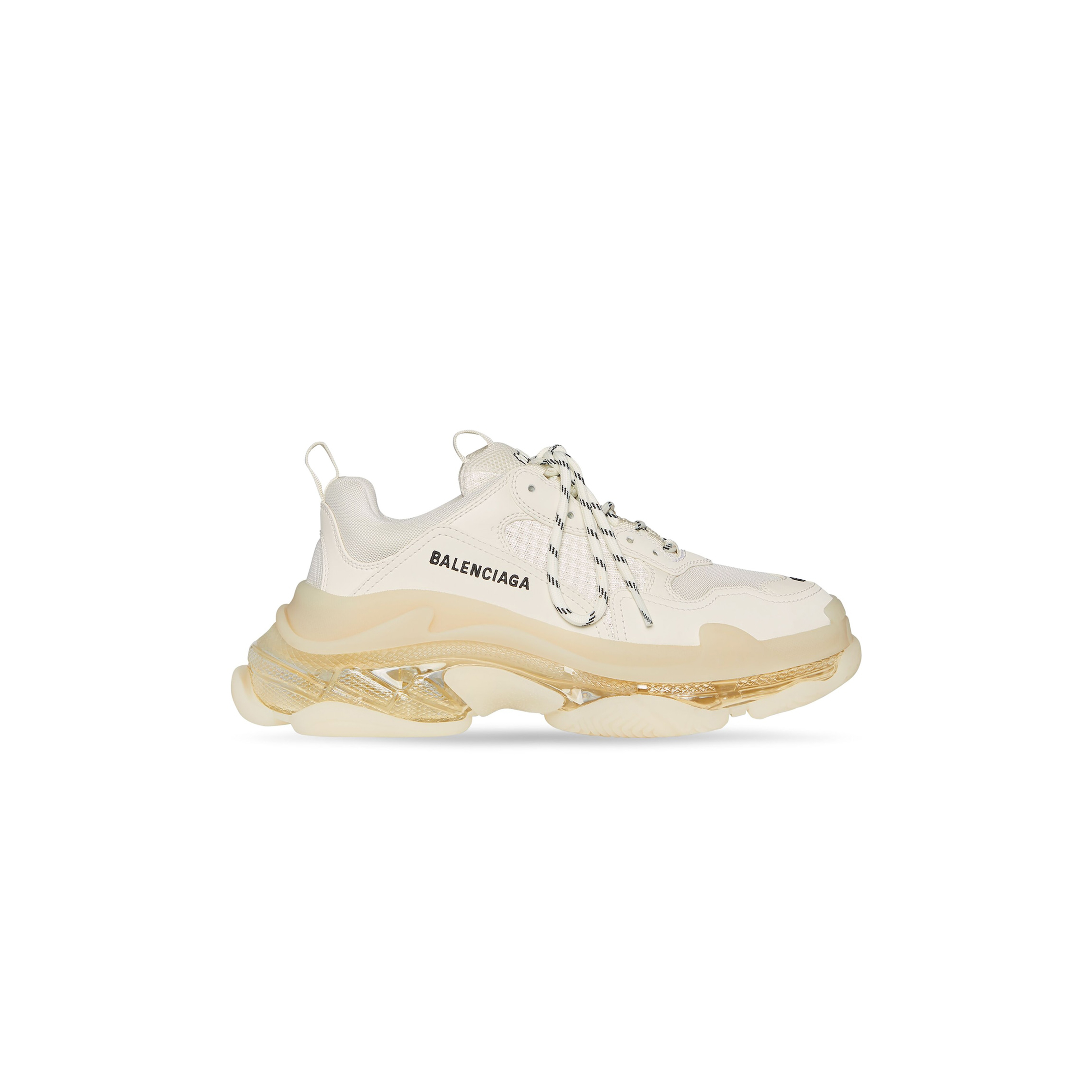 BALENCIAGA WOMEN'S TRIPLE S CLEAR SOLE SNEAKER IN BEIGE 544351W2GA19100